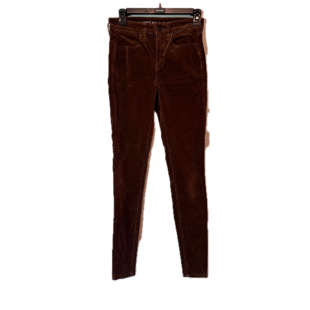 American Eagle Brown Corduroy High Rise Jegging Super Stretch Size 2 Long Skinny
